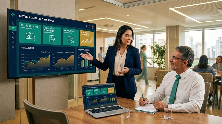 Software e sistema integrado de gestão em saúde com painel de leitos e indicadores
